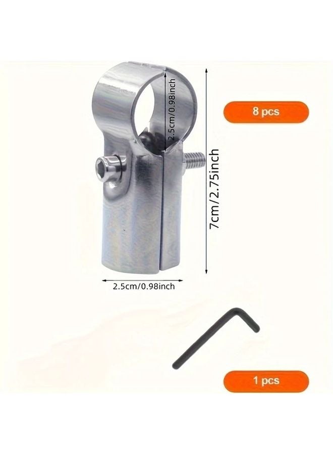 8PCS 1 Inch OD Heavy Duty Stainless Steel Pipe Clamps Easy Installation For DIY - Image 3