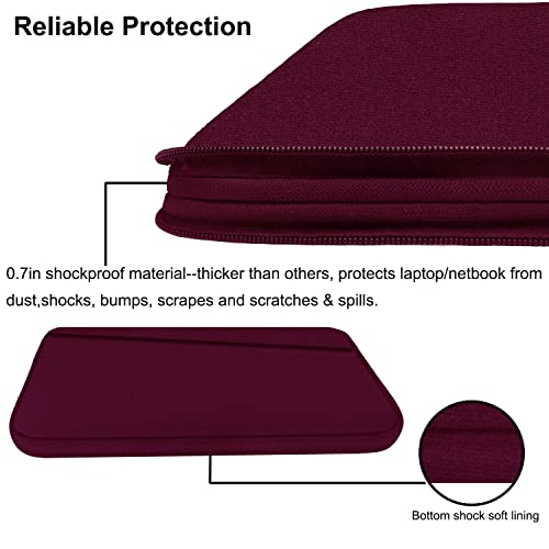 AREYLO Laptop Sleeve 15.6 inch, Durable Computer Carrying Bag Protective Case Briefcase Handbag with Front Pocket, Slim Laptop Cover for 15.6 Inch HP, Dell, Lenovo, Asus, Notebook, Wine Red - Image 4