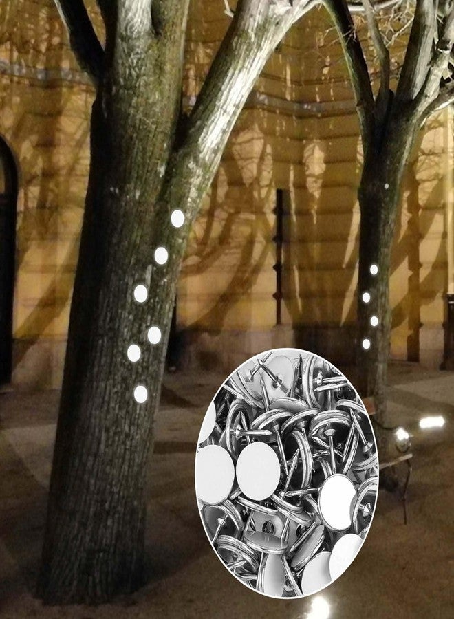 lasuroa 100pcs Reflective Tack Trail, Glow in The Dark Tacks Hunting Trail Markers Metal Reflective Thumb Spikes for Trail Marking Hiking Camping Tree Stands (White - Image 5
