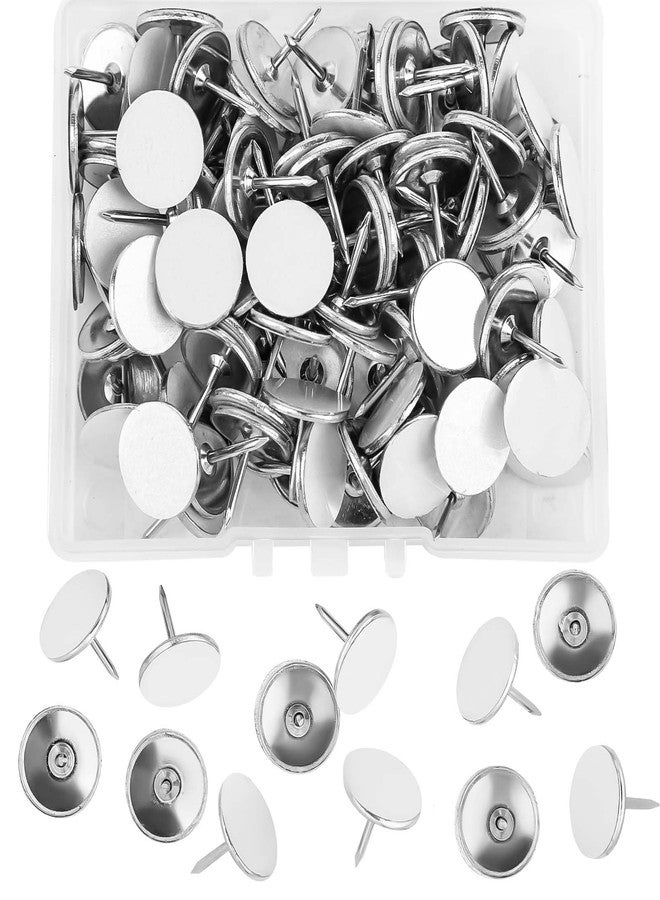 lasuroa 100pcs Reflective Tack Trail, Glow in The Dark Tacks Hunting Trail Markers Metal Reflective Thumb Spikes for Trail Marking Hiking Camping Tree Stands (White - Image 1