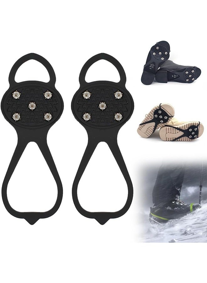 عام مسامير عالمية غير قابلة للانزلاق، 2026 مرابط ثلج جديدة 5 مخالب غير قابلة للانزلاق للأحذية طويلة الرقبة، مرابط جر الجليد للمشي لمسافات طويلة وتسلق الصيد - Image 1