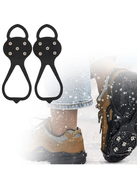 Universal Non-Slip Gripper Spikes, 2024 Upgrade Universal Ice Cleats for Shoes and Boots with 5 Steel Studs, Rubber Traction Cleats Ice Snow Grips for Hiking Walking Climbing