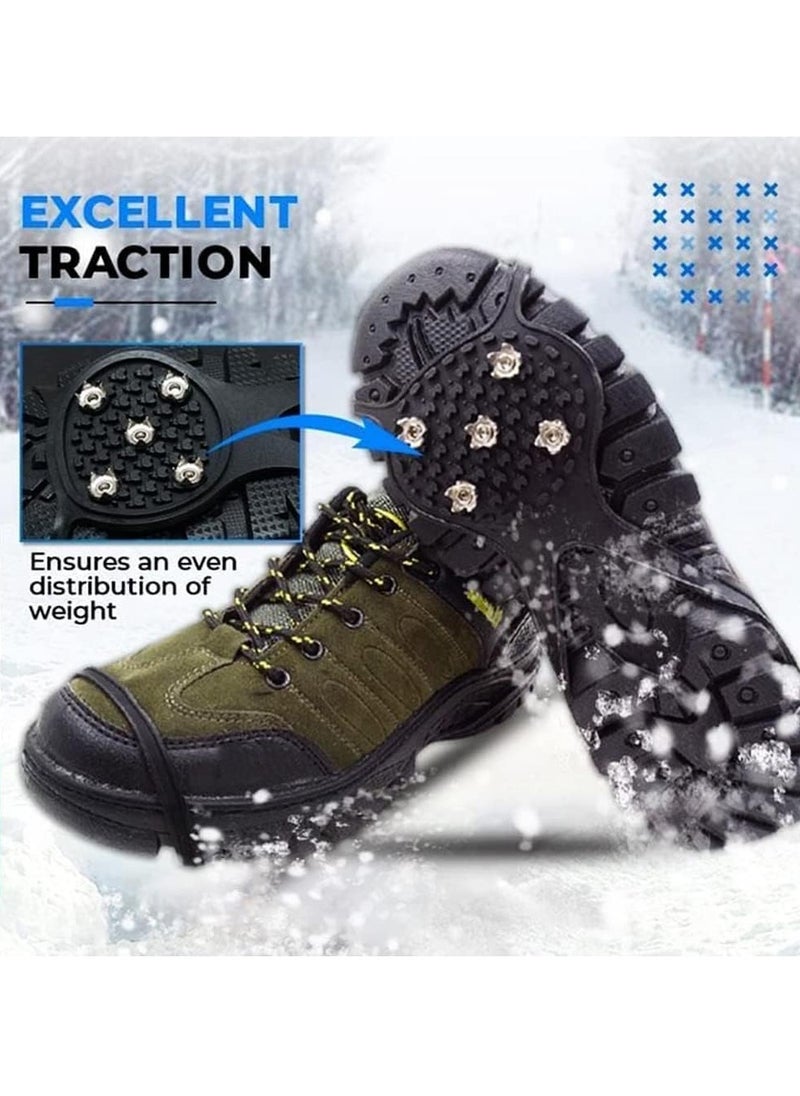 General - Universal Non-Slip Gripper Spikes, 2024 Upgrade Universal Ice Cleats for Shoes and Boots with 5 Steel Studs, Rubber Traction Cleats Ice Snow Grips for Hiking Walking Climbing - Image 1