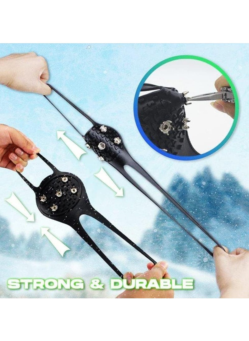 General - Universal Non-Slip Gripper Spikes, 2024 Upgrade Universal Ice Cleats for Shoes and Boots with 5 Steel Studs, Rubber Traction Cleats Ice Snow Grips for Hiking Walking Climbing - Image 1