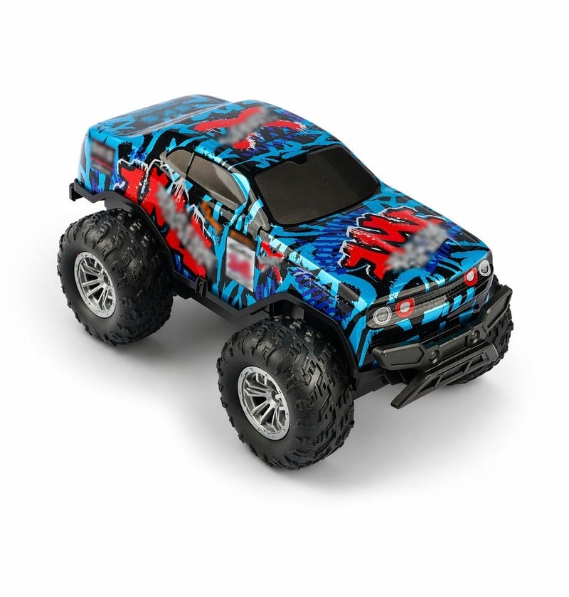 O2. سيارة أوف رود زرقاء بالريموت كنترول بإضاءة LED سباعية الألوان وريموت 5 قنوات بتردد 2.4 جيجاهرتز وسرعة +10 كم/ساعة وبطارية ليثيوم 3.7 فولت قابلة للشحن مع USB للأطفال - Image 3