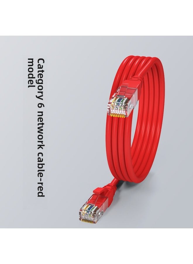 Generic Pure Copper Network Cable Household Super 66 Gigabit Computer 55 Router 10 Broadband Finished High-speed Network 15 Meters-Color:Category 6 Red Gigabit Over Fuluke Oxygen-free Copper-Line Length:5m  - Image 1