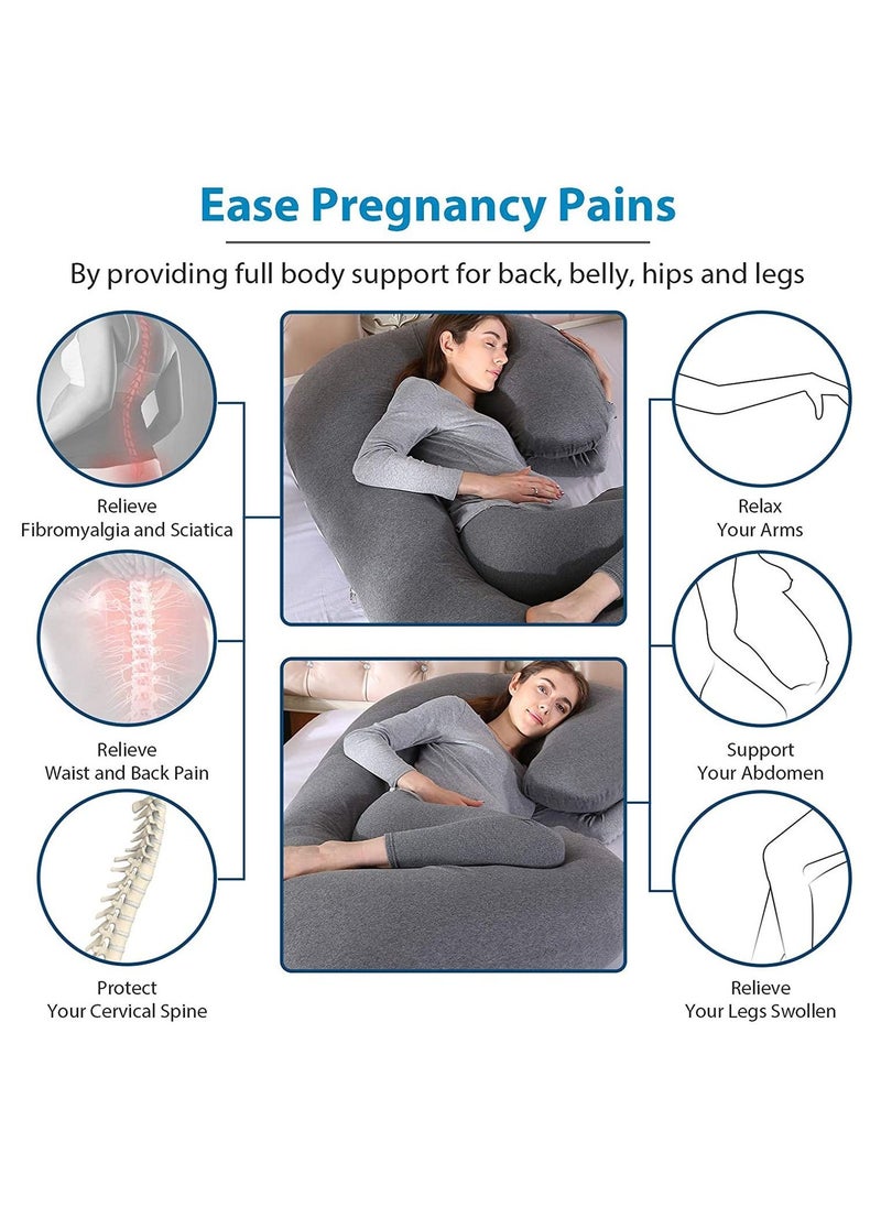 Arabest Soft Pregnancy Pillow 145 cm C Shaped Full Body Pillow with Removable Cooling Cover Maternity Pillow for Pregnant Women Dark Grey  - Image 4
