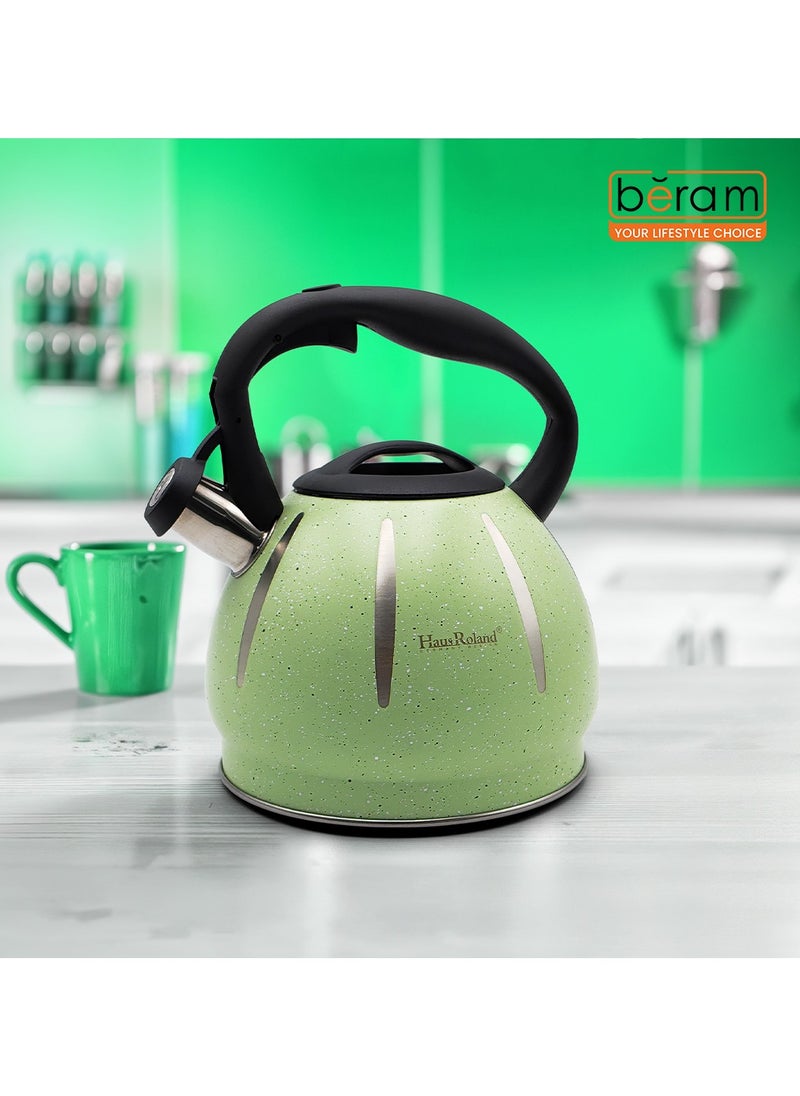HausRoland Stainless Steel Tea Kettle, Dotted Kettles, 3 Litres, Whistling Teapot, Stove Top, Stone Finish, Anti-Hot Handle, Anti-Rust, Loud Whistle, Fast Boiling Kitchen Utensil, Dotted Kettle with White Stripes  - Image 2