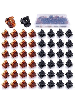 Lesha 50Pcs Small Hair Clips, Mini Hair Claws, Durable Hair Clamps for Women Girl, Hair Decroation Buns, Pining Bangs, Strong Grip, Multifunction Clamp Clips(25 Black, 25 Brown)  - Image 1