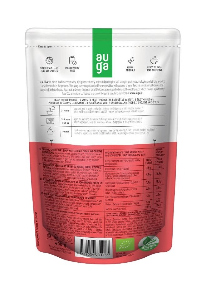 Auga Organic Spicy Curry Soup 400g  - Image 2