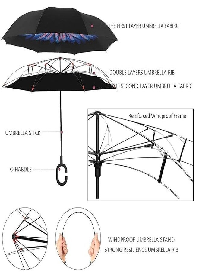 Urshigar Umbrella Unisex Upside Down Umbrella Reverse Windproof with C-Shaped Handle and UV Sun Protection Color May Very Pack of 1 - Image 3