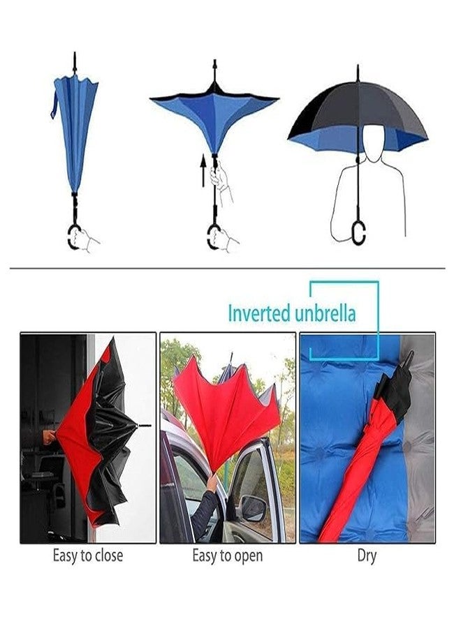 Urshigar Umbrella Unisex Upside Down Umbrella Reverse Windproof with C-Shaped Handle and UV Sun Protection Color May Very Pack of 1 - Image 4