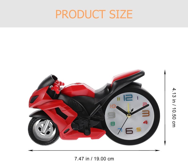 Motorbike Table Clock Motorcycle Model Ornament Red Plastic Lifelike Small Motorbike Desk Clock Decorative Gift for Birthday Home Office - Image 2