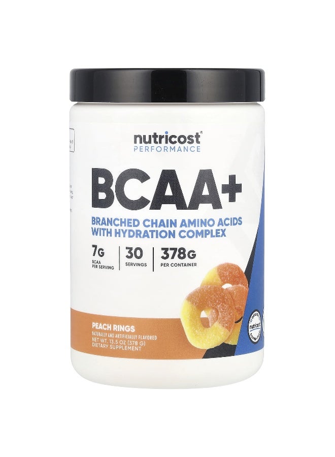 Nutricost, Performance, BCAA+, Peach Rings, 13.5 oz (378 g) - Image 1