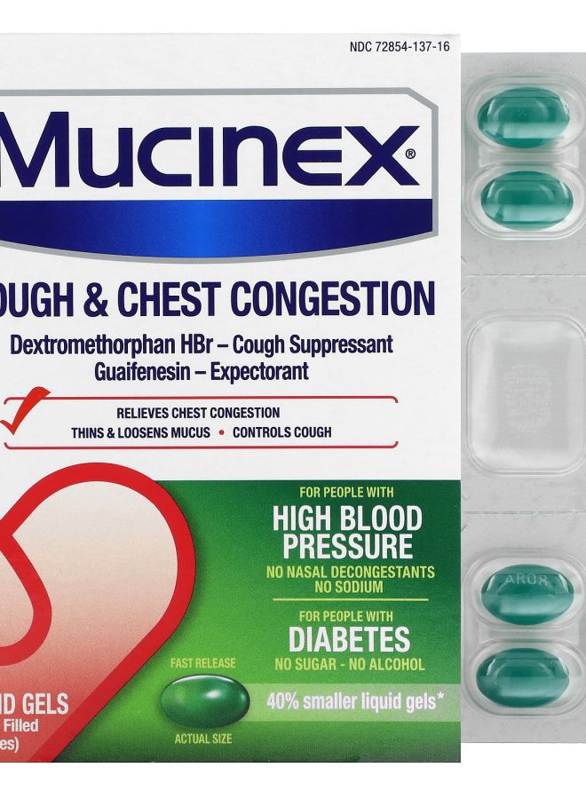 MUCINEX Cough & Chest Congestion Fast Release 16 Liquid Gels
