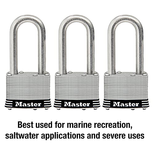 Master Lock 1SSTRILH Stainless Steel Outdoor Padlock with Key, 3 Pack Keyed-Alike - Image 2