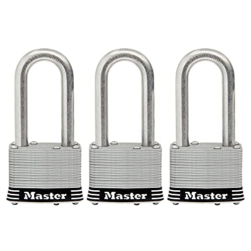 Master Lock 1SSTRILH Stainless Steel Outdoor Padlock with Key, 3 Pack Keyed-Alike - Image 1