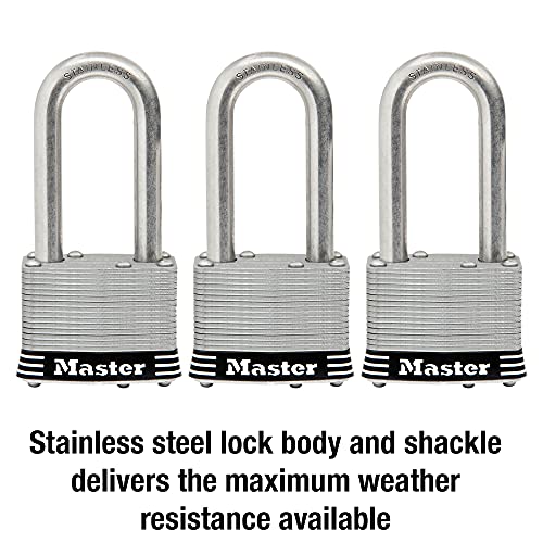 Master Lock 1SSTRILH Stainless Steel Outdoor Padlock with Key, 3 Pack Keyed-Alike - Image 3