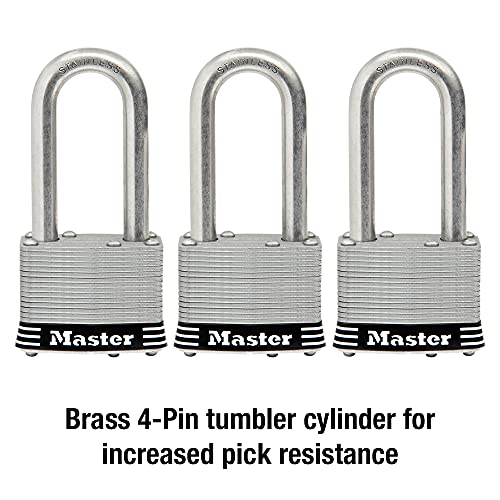 Master Lock 1SSTRILH Stainless Steel Outdoor Padlock with Key, 3 Pack Keyed-Alike - Image 4