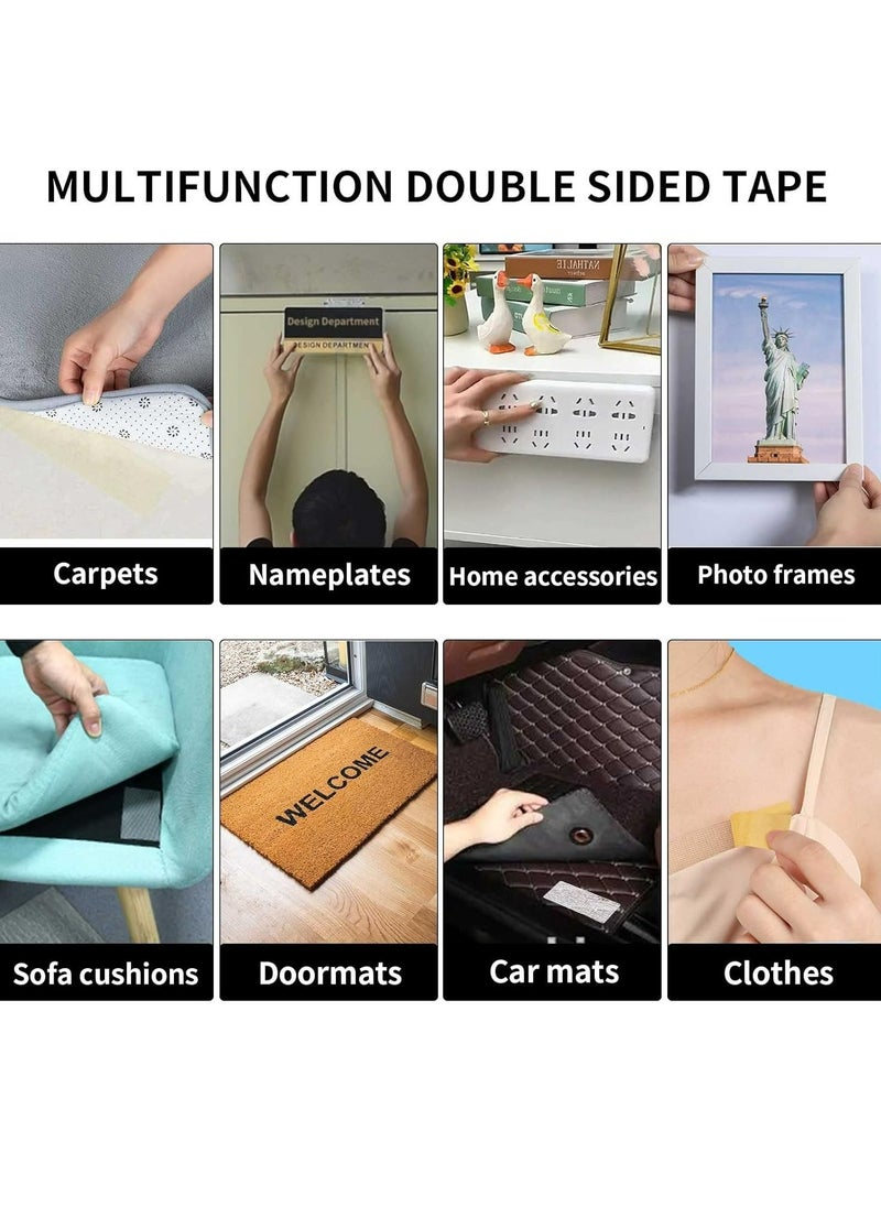 Generic - Double Sided Fabric Tape Heavy Duty Mounting Tape 0.79" x 33FT Resistente Clear Super Stick Tape with Fiberglass Mesh High Tack Strong Adhesive for Carpet Arts,Clear Tape for Clothes - Image 1