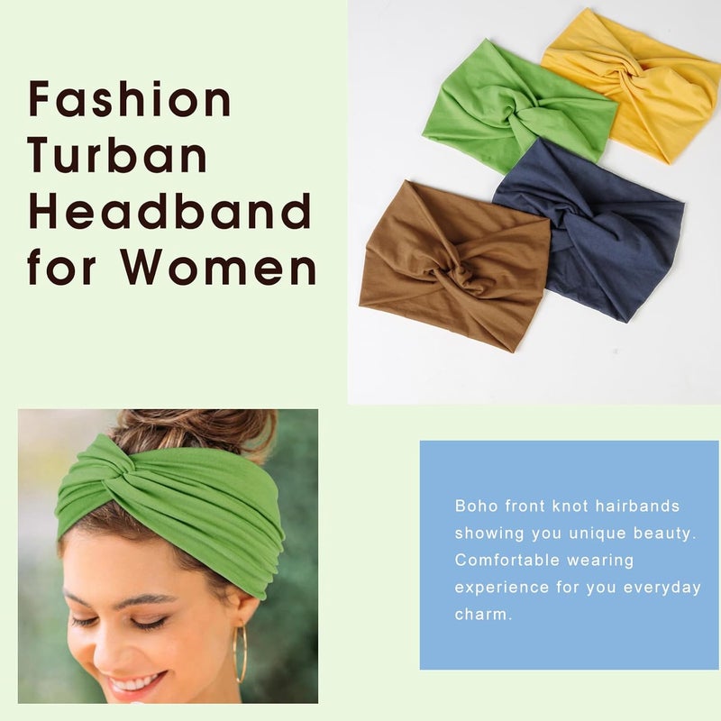 Tobeffect 7'' Wide Headbands for Women, Extra Large Turban Headband Boho Hairband Cloth Thick Head Bands Hair Accessories, 6 Pack - Image 3