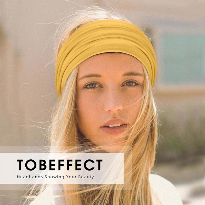 Tobeffect 7'' Wide Headbands for Women, Extra Large Turban Headband Boho Hairband Cloth Thick Head Bands Hair Accessories, 6 Pack - Image 5