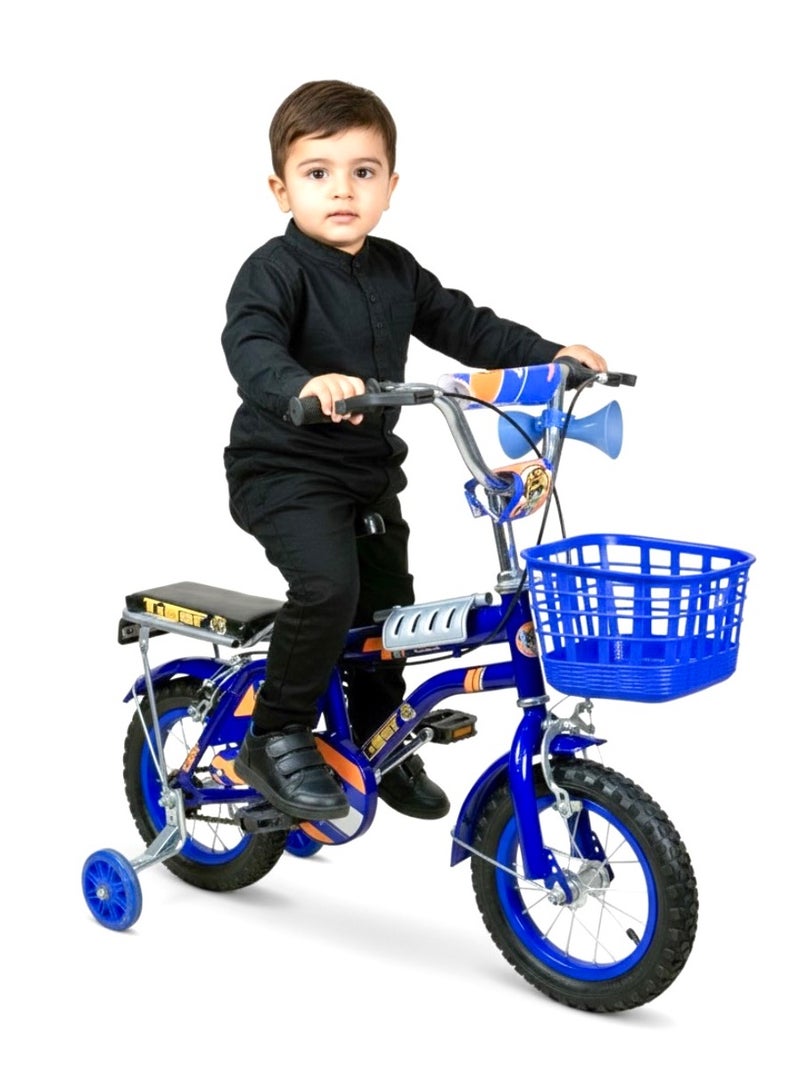 تايجر دراجة أطفال تايجر 12 بوصة مع سلة أمامية وكرسي خلفي – مناسبة للأعمار 2 إلى 5 سنوات