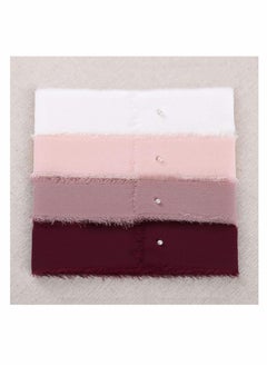 KASTWAVE Handmade Fringe Chiffon Silk Ribbon Ribbons Set for Wedding Invitations, Bridal Bouquets, Gifts Wrapping, DIY Crafts 4 Rolls (Burgundy/Dusty Rose/Mauve/Pink)  - Image 4