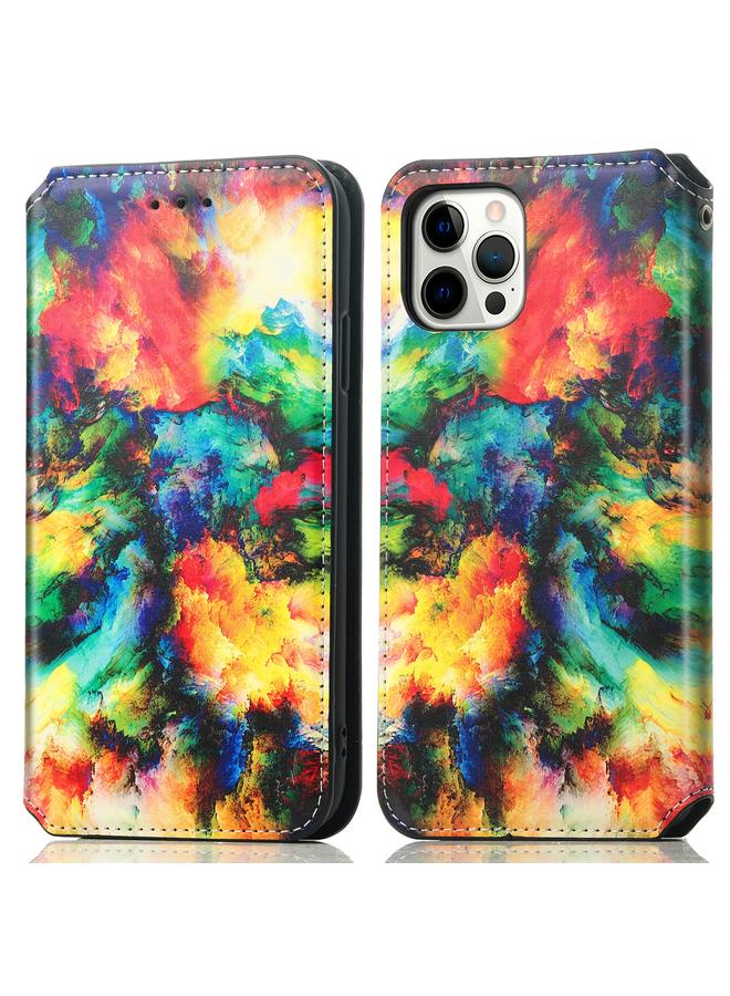 S-TOP Case For iPhone 12 Pro Max Colored Drawing Magnetic Horizontal Flip PU Leather Case with Holder & Card Slots & Wallet - Image 2