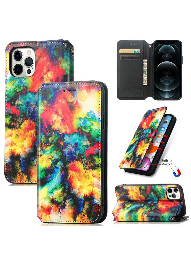 S-TOP Case For iPhone 12 Pro Max Colored Drawing Magnetic Horizontal Flip PU Leather Case with Holder & Card Slots & Wallet - Image 1