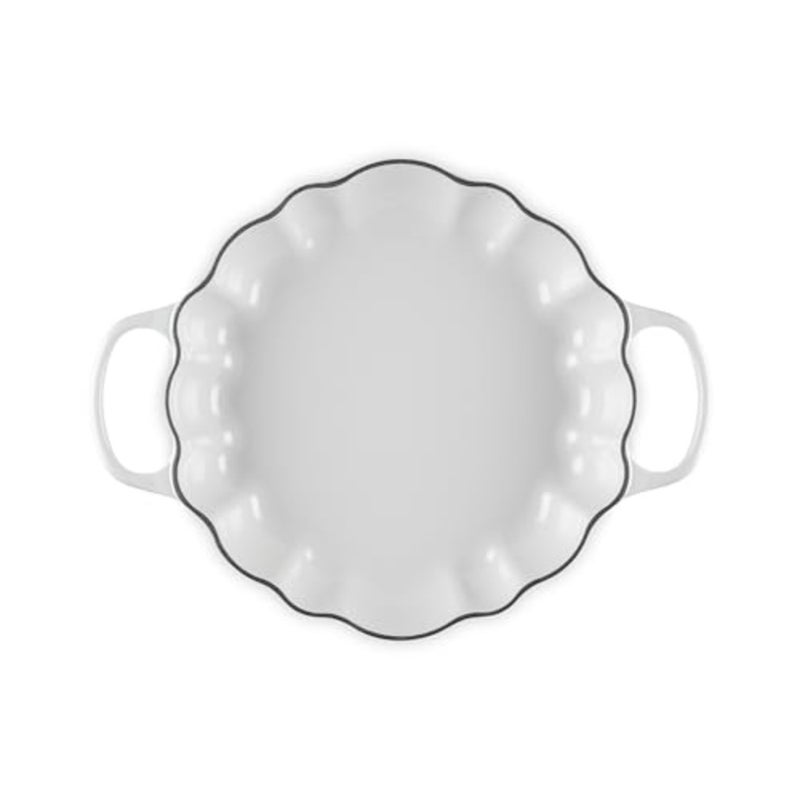 Enameled Cast Iron Figural Pumpkin Braiser for cooking, white enamel finish, durable heat retention and even heating - Image 3