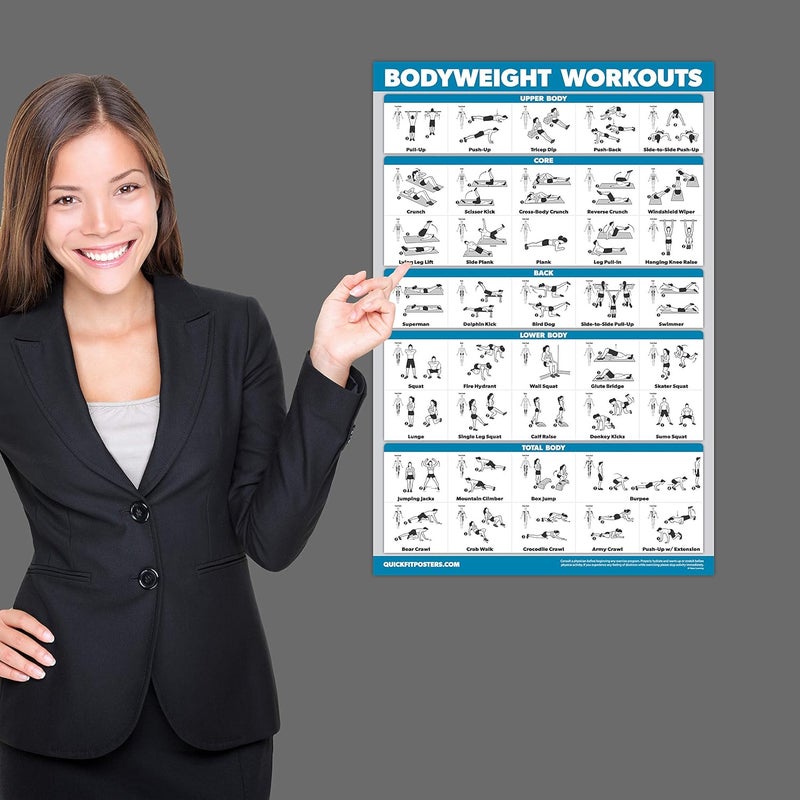 Palace Learning QuickFit Bodyweight Workouts and Stretching Exercise Poster Set - Laminated 2 Chart Set - Body Weight Exercise Routine & Stretching Workouts (18" x 24") - Image 3