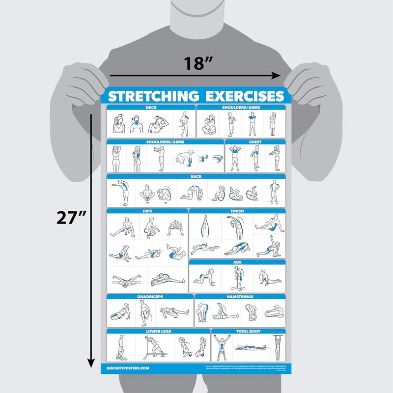 Palace Learning QuickFit Bodyweight Workouts and Stretching Exercise Poster Set - Laminated 2 Chart Set - Body Weight Exercise Routine & Stretching Workouts (18" x 24") - Image 2