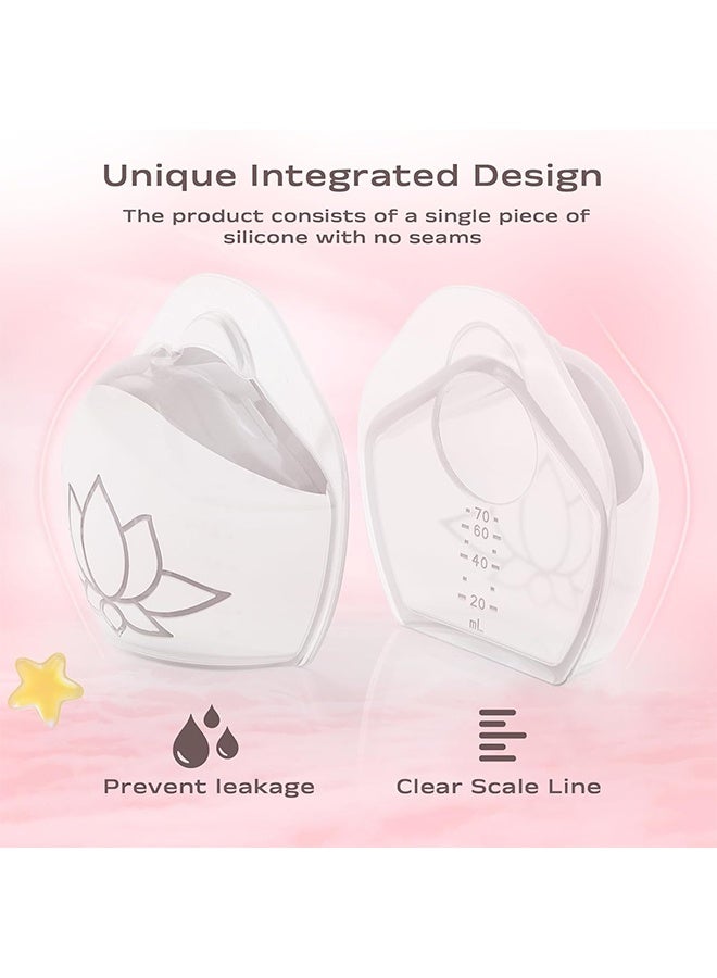عبوة من 2 من حاويات جمع الحليب للرضاعة الطبيعية، وغطاء سيليكون لجمع الحليب المتسرب، وأكواب رضاعة قابلة لإعادة الاستخدام لحفظ الحليب من الثدي، وأغطية صدر سرية - Image 3
