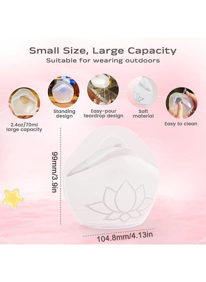 عبوة من 2 من حاويات جمع الحليب للرضاعة الطبيعية، وغطاء سيليكون لجمع الحليب المتسرب، وأكواب رضاعة قابلة لإعادة الاستخدام لحفظ الحليب من الثدي، وأغطية صدر سرية - Image 4