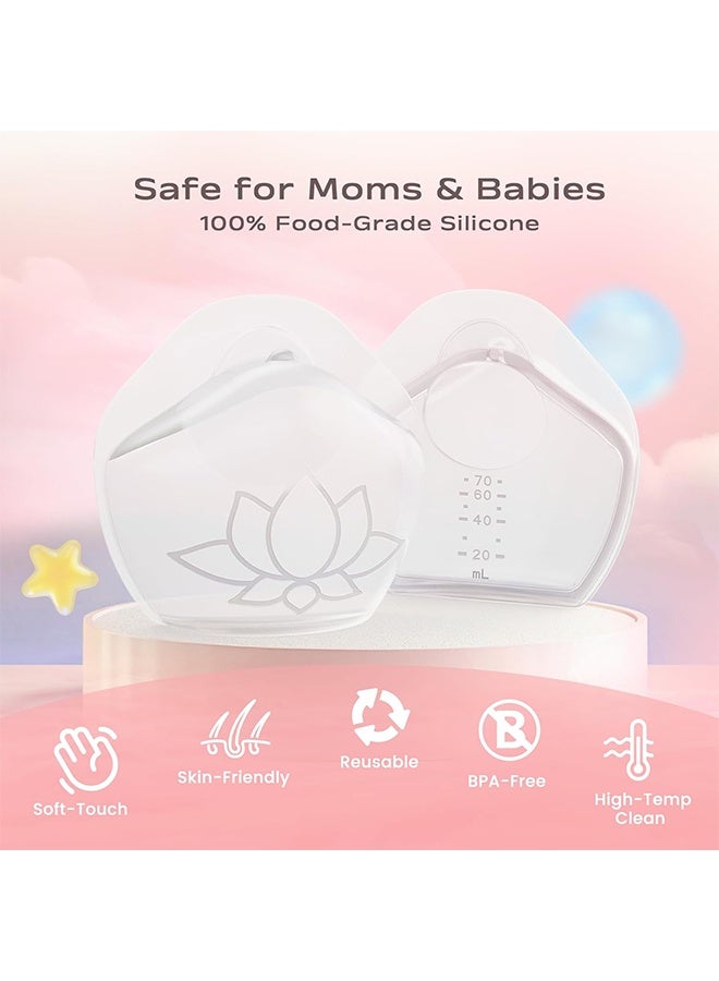 عبوة من 2 من حاويات جمع الحليب للرضاعة الطبيعية، وغطاء سيليكون لجمع الحليب المتسرب، وأكواب رضاعة قابلة لإعادة الاستخدام لحفظ الحليب من الثدي، وأغطية صدر سرية - Image 2