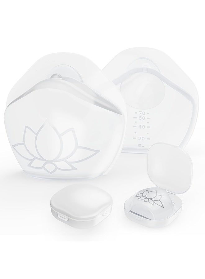 عبوة من 2 من حاويات جمع الحليب للرضاعة الطبيعية، وغطاء سيليكون لجمع الحليب المتسرب، وأكواب رضاعة قابلة لإعادة الاستخدام لحفظ الحليب من الثدي، وأغطية صدر سرية - Image 1