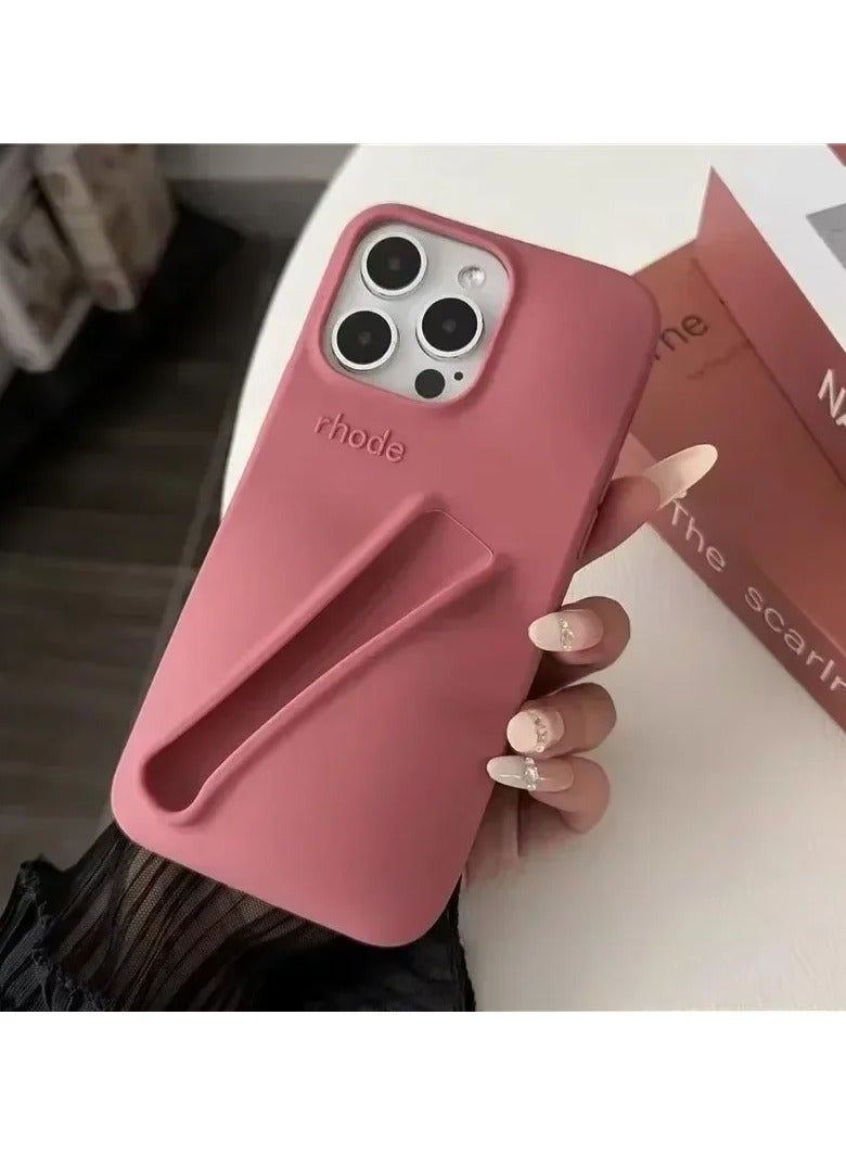 Rhode Soft Silicone Lipstick Holder Case for iPhone 15 16 Pro Max 14 Plus 13 12 11 ProMax Portable Lip Gloss Storage Protective Cover