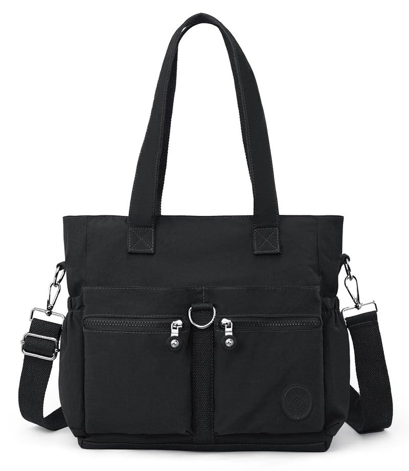 Collsants Tote Bag for Women Nylon Purse and Handbags Tote Purse Crossbody Bag Messenger Bag (black) - Image 1