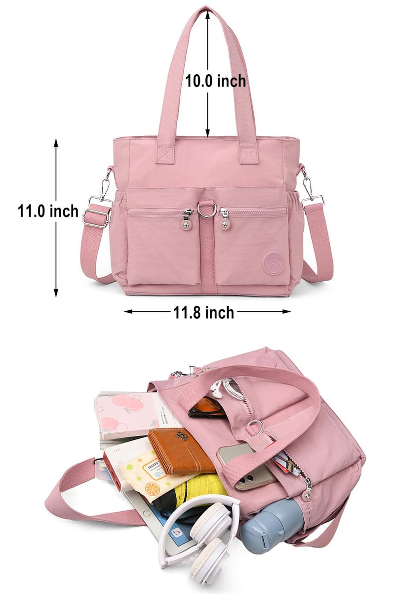 Collsants Tote Bag for Women Nylon Purse and Handbags Tote Purse Crossbody Bag Messenger Bag (black) - Image 4