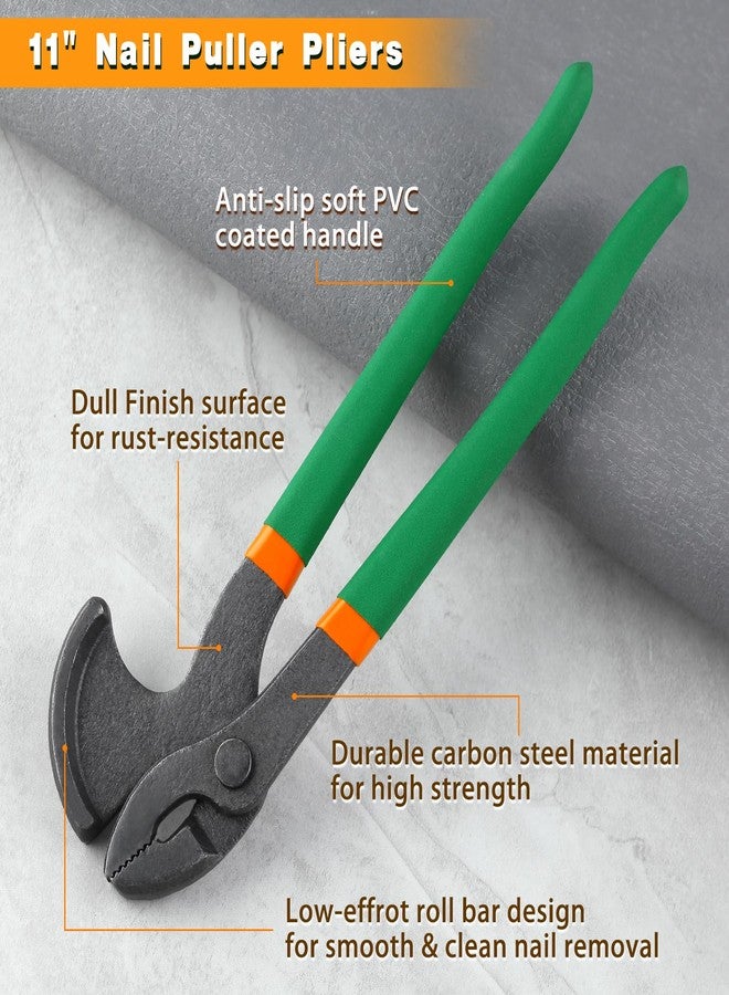 LEONTOOL 11" Nail Puller Pliers High-Leverage Nail Extractor Tool Nail Remover Tool Heavy Duty, Crescent Nail Pulling Pliers in Dull Finish, Nail Puller Tool Cats Paw Nail Puller Carpenters Tools - Image 3
