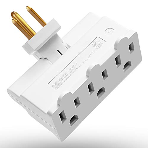 Fosmon 3 Outlet Adapter, 3 Way Rotating Outlet Plug Adapter, Swivel Plug Outlet 90 Degree Right Angle Plug Adapter, Three Way Rotating Electrical Outlet Wall Extender Indoor, 3-Prong, Grounded - Image 1