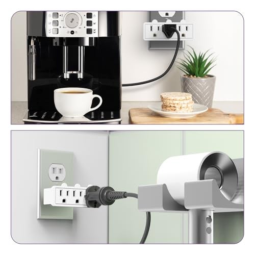 Fosmon 3 Outlet Adapter, 3 Way Rotating Outlet Plug Adapter, Swivel Plug Outlet 90 Degree Right Angle Plug Adapter, Three Way Rotating Electrical Outlet Wall Extender Indoor, 3-Prong, Grounded - Image 4
