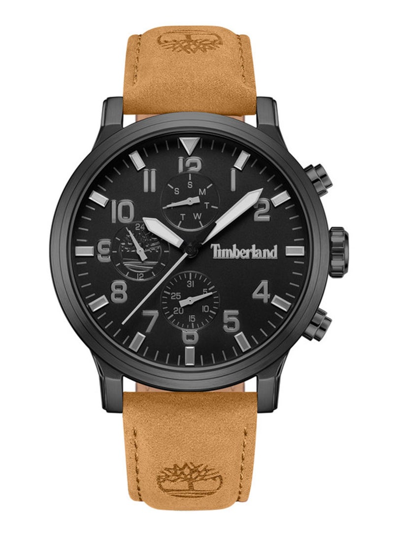 Timberland Men Driscoll Black Dial Leather Strap Multifunction Watch for Men, 46mm - Image 1