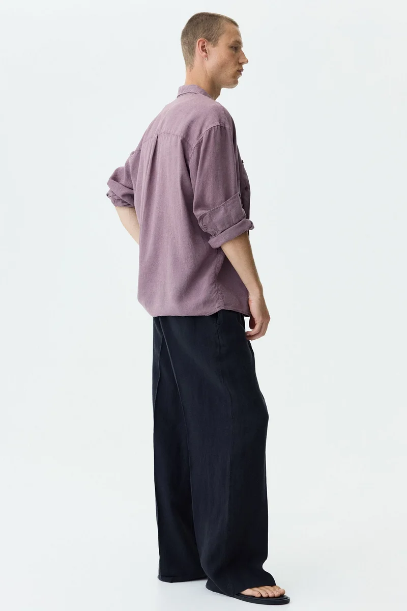 H&M  Loose Fit Wide linen trousers for Men | Best Price UAE