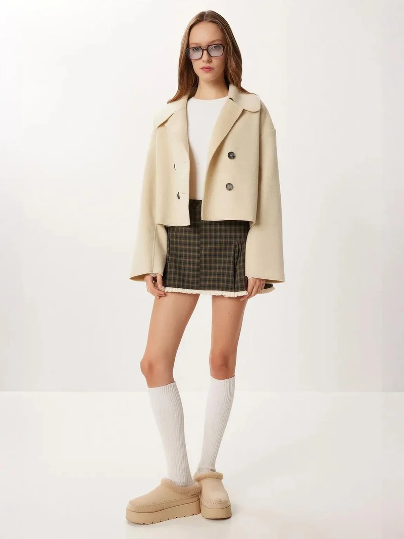 Lovely Istanbul ISTANBUL Textured Double Breasted Overcoat