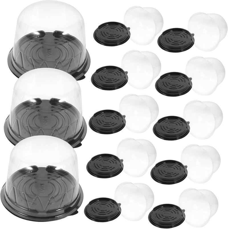 Garneck Mini Cake Containers with Tight Seal Lids - 50pcs Clear Plastic Cake Boxes for Storage and Takeout - for Bakery and Party Use 3 Inches - Image 1