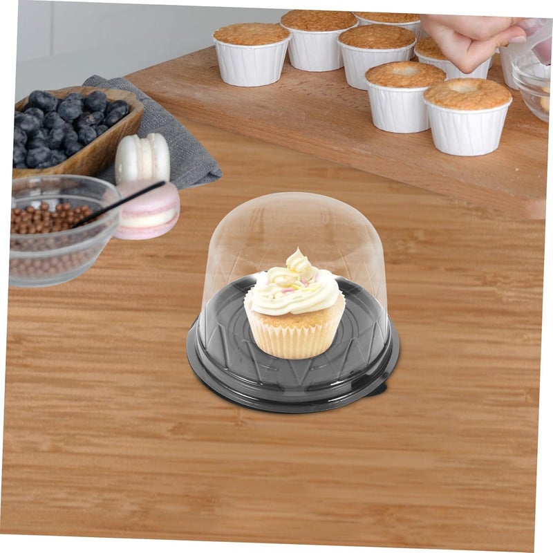 Garneck Mini Cake Containers with Tight Seal Lids - 50pcs Clear Plastic Cake Boxes for Storage and Takeout - for Bakery and Party Use 3 Inches - Image 4
