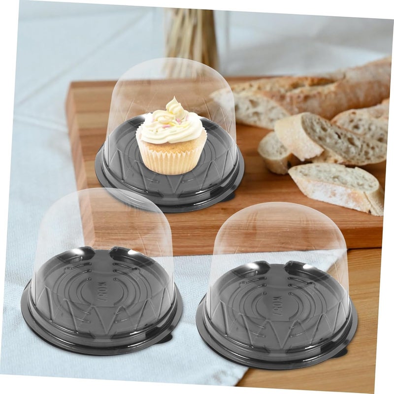 Garneck Mini Cake Containers with Tight Seal Lids - 50pcs Clear Plastic Cake Boxes for Storage and Takeout - for Bakery and Party Use 3 Inches - Image 3