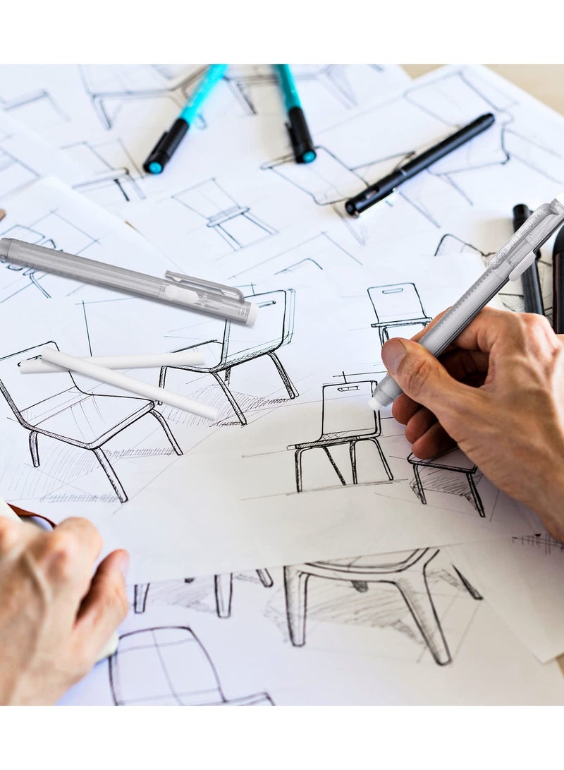 Retractable Mechanical Eraser Pen Set - 12 Pack with 10 Refills for School, Office, Art, and Writing - Ideal for Students, Teachers, Adults, and Children. - Image 2